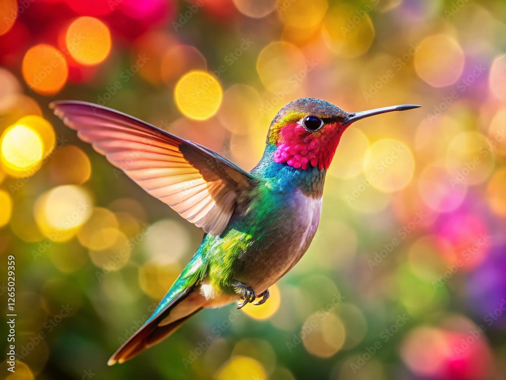 Miniature Rainbow Hummingbird in Flight - Tilt-Shift Photography Miniature Rainbow Hummingbird in Flight - Tilt-Shift Photography