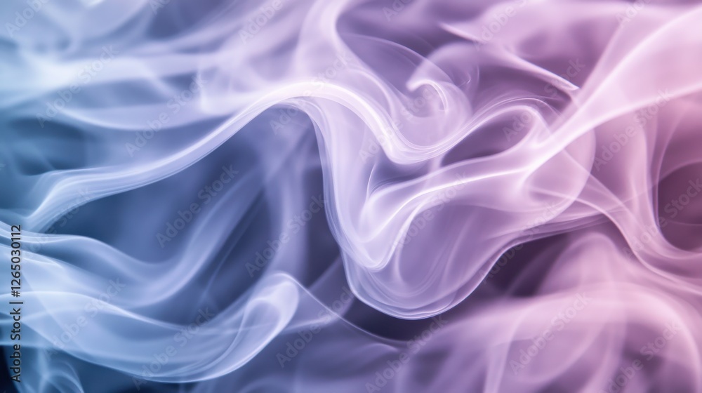 Fototapeta premium Ethereal swirls of soft blue and pink smoke creating abstract patterns