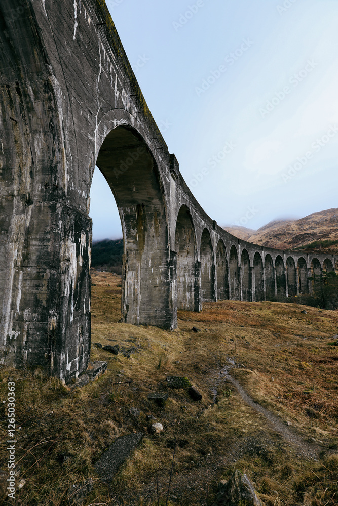 Fototapeta premium Experience the majestic Glenfinnan Viaduct amidst the scenic landscapes of Scotland