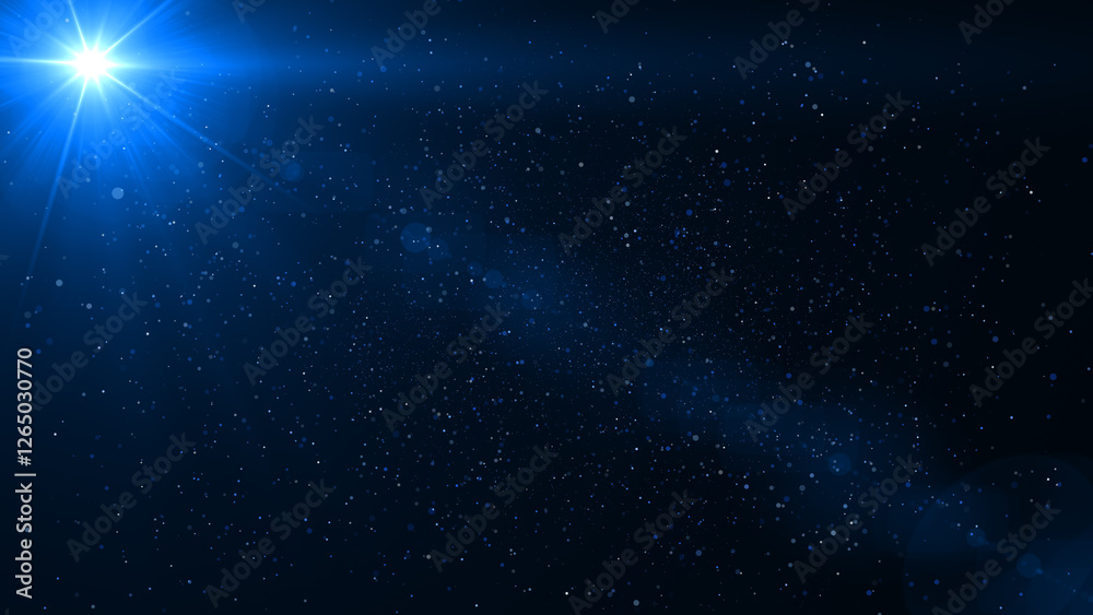 Fototapeta premium abstract blur blue light.The star burst with brilliance, glow bright star, blue glowing light burst on a black background 