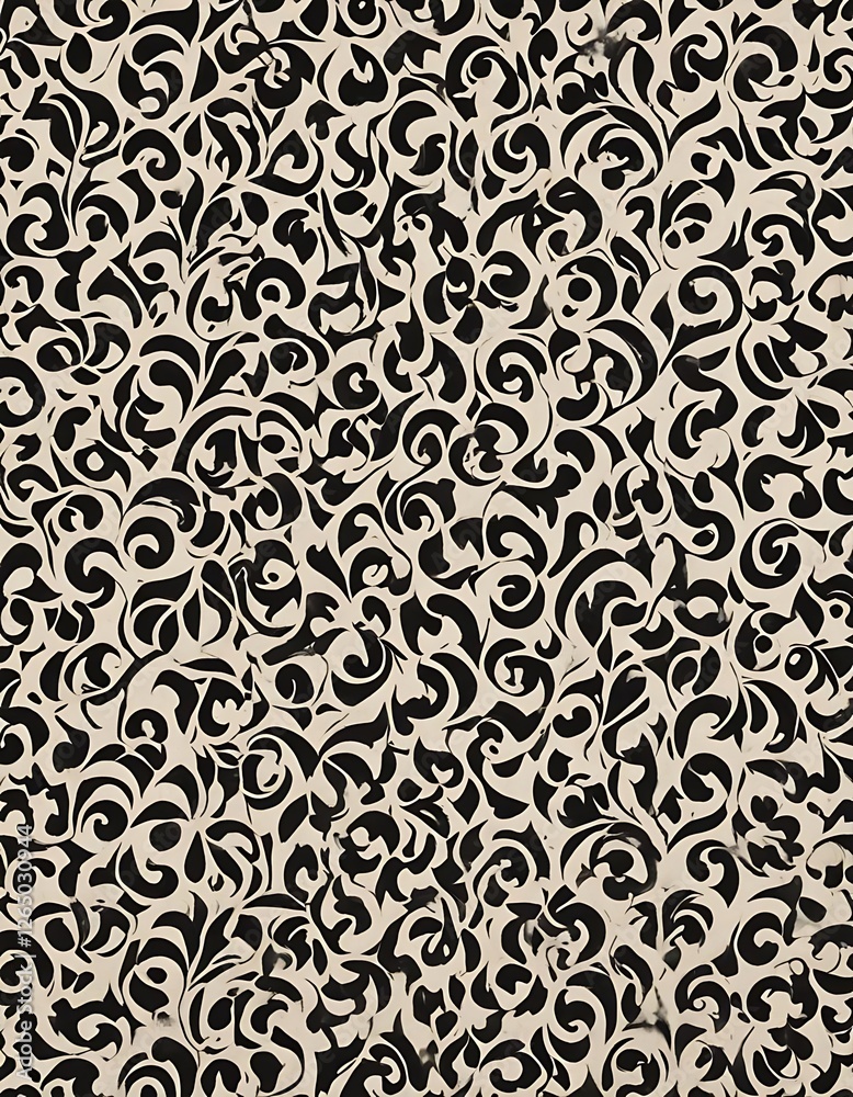 Abstract Black And Beige Floral Swirl Pattern Design Abstract Black And Beige Floral Swirl Pattern Design