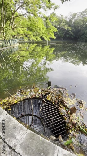 waterways drainage and tree on the edge of the lake