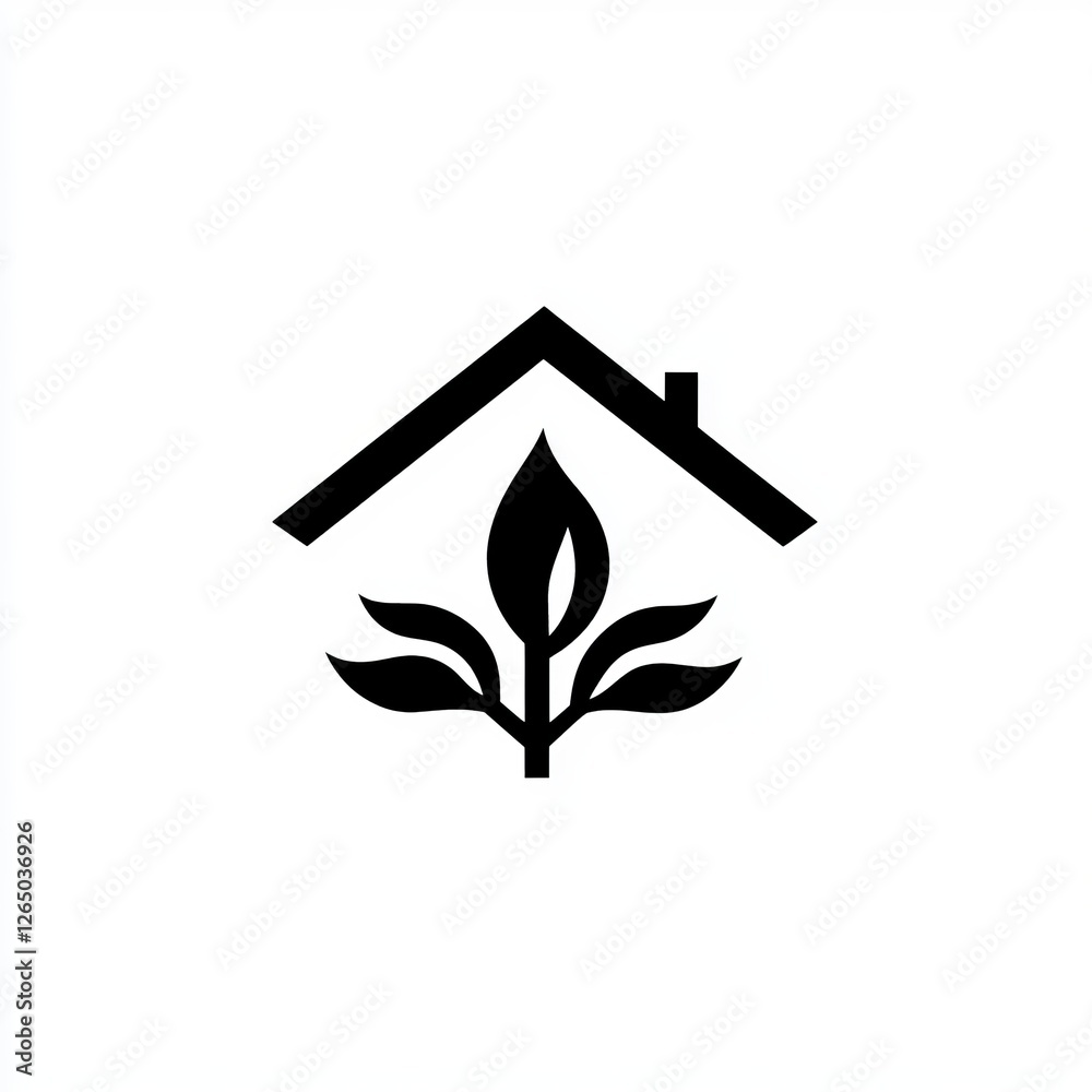 Elegant Home Logo Design with a Symbolic Plant - A Modern and Eco-Friendly Approach to Home Design Elegant Home Logo Design with a Symbolic Plant - A Modern and Eco-Friendly Approach to Home Design