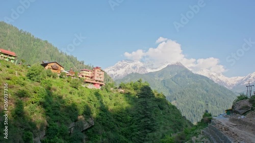 Wallpaper Mural Mountain range, hiking trails, Himalayas.View of the alpine hut in the mountain range in Himachal Prades. Torontodigital.ca