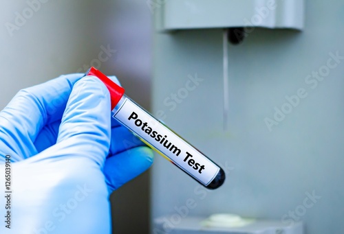 Foto Blood sample tube for potassium test analysis.