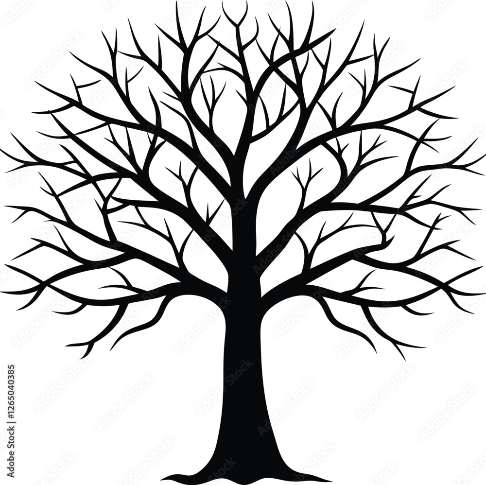 Fototapeta premium Tree without leaf silhouette illustration