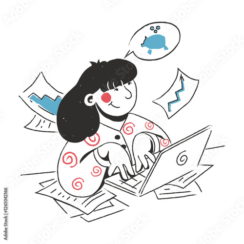 woman working on analytical data