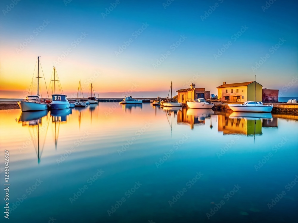 Minimalist Seascape: Tranquil Harbor at Daybreak Minimalist Seascape: Tranquil Harbor at Daybreak
