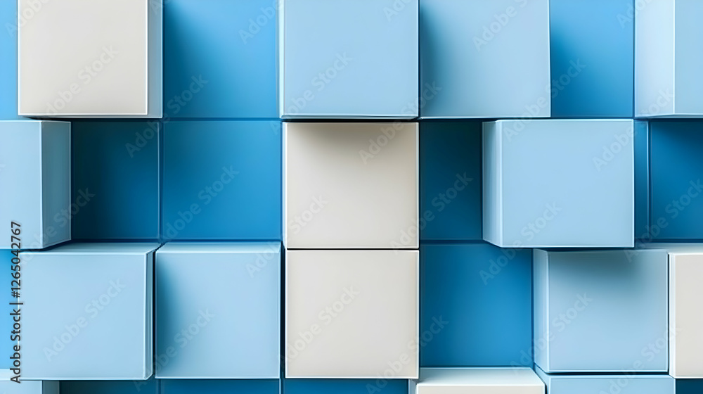 Abstract background of blue and white cubes, perfect for modern presentations, websites, or design projects. Clean and minimalist aesthetic. Abstract background of blue and white cubes, perfect for modern presentations, websites, or design projects. Clean and minimalist aesthetic.