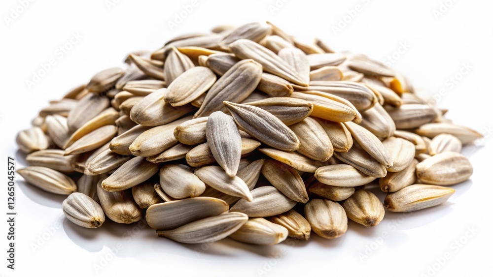 Minimalist White Background Peeled Sunflower Seeds Stock Photo Minimalist White Background Peeled Sunflower Seeds Stock Photo