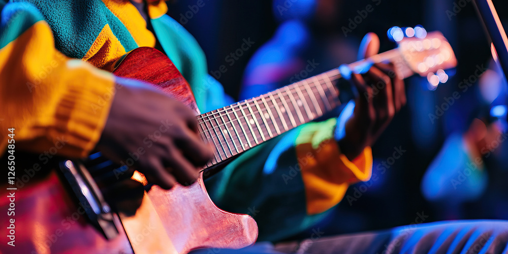 Obraz premium Close-up of Hands Playing Acoustic Guitar