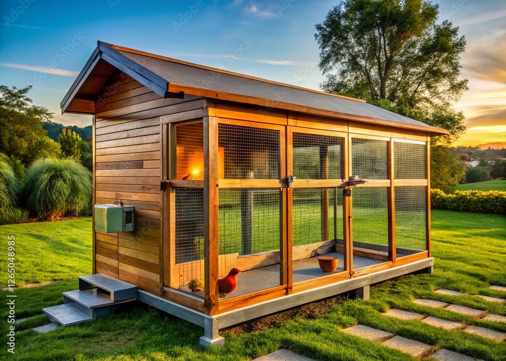 Fototapeta premium Modern Chicken Coop Architecture: Stylish Rural Design