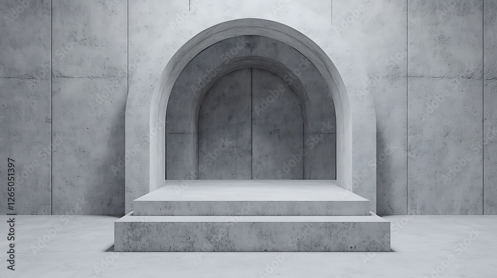 Abstract Concrete Architecture with Archway and Steps Abstract Concrete Architecture with Archway and Steps