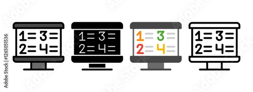 Set of Mu Line, Line Filled, Glyph, Flat Icons