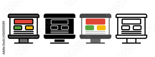 Set of Pi Line, Line Filled, Glyph, Flat Icons