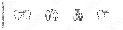 Conflict Vector Outline Icon Set