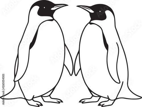 Hand drawn sketch of penguin isolated, Black and White Cartoon Vector Illustration for Coloring Book or design poster