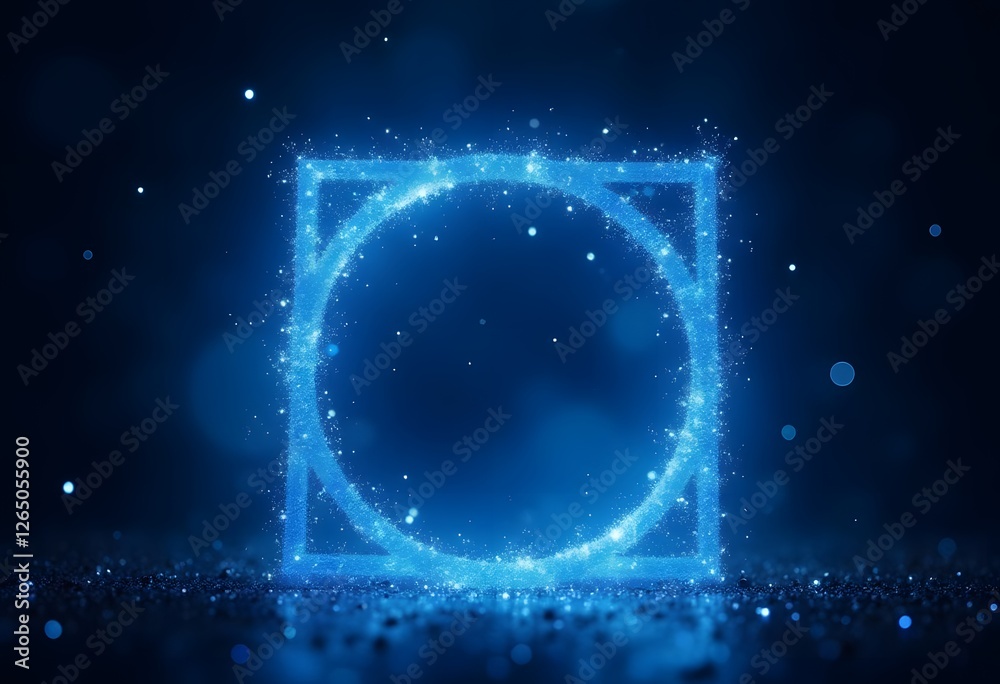 Rectangle blue neon light on dust particle background.
Rectangle blue neon light on dust particle background.