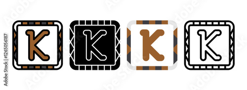 Set of Kappa Line, Line Filled, Glyph, Flat Icons