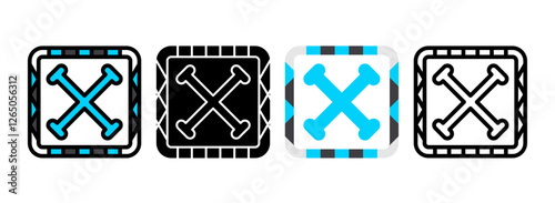 Set of Chi Line, Line Filled, Glyph, Flat Icons