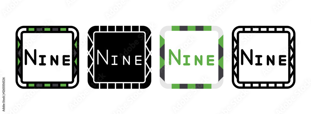 Obraz premium Set of Nine Line, Line Filled, Glyph, Flat Icons