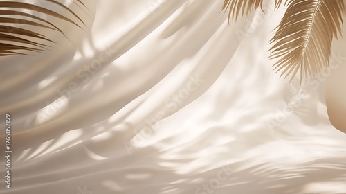 Draped Fabric with Palm Leaf Shadows and Light