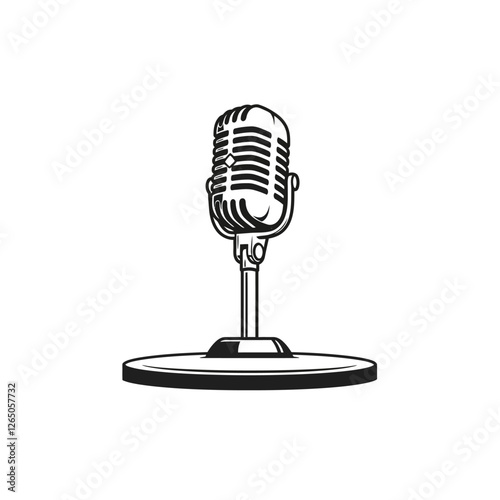 retro microphone isolated on white