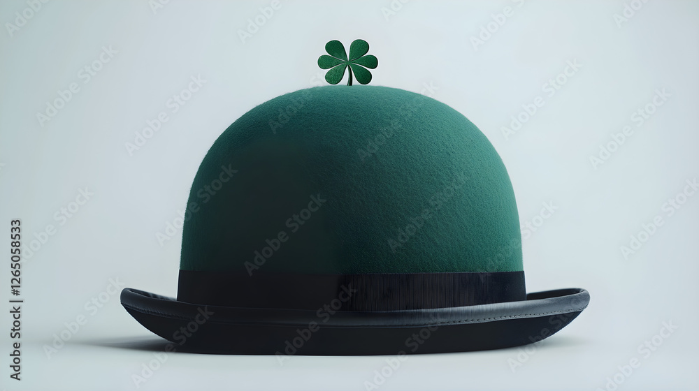 Fototapeta premium Green bowler hat with shamrock pins