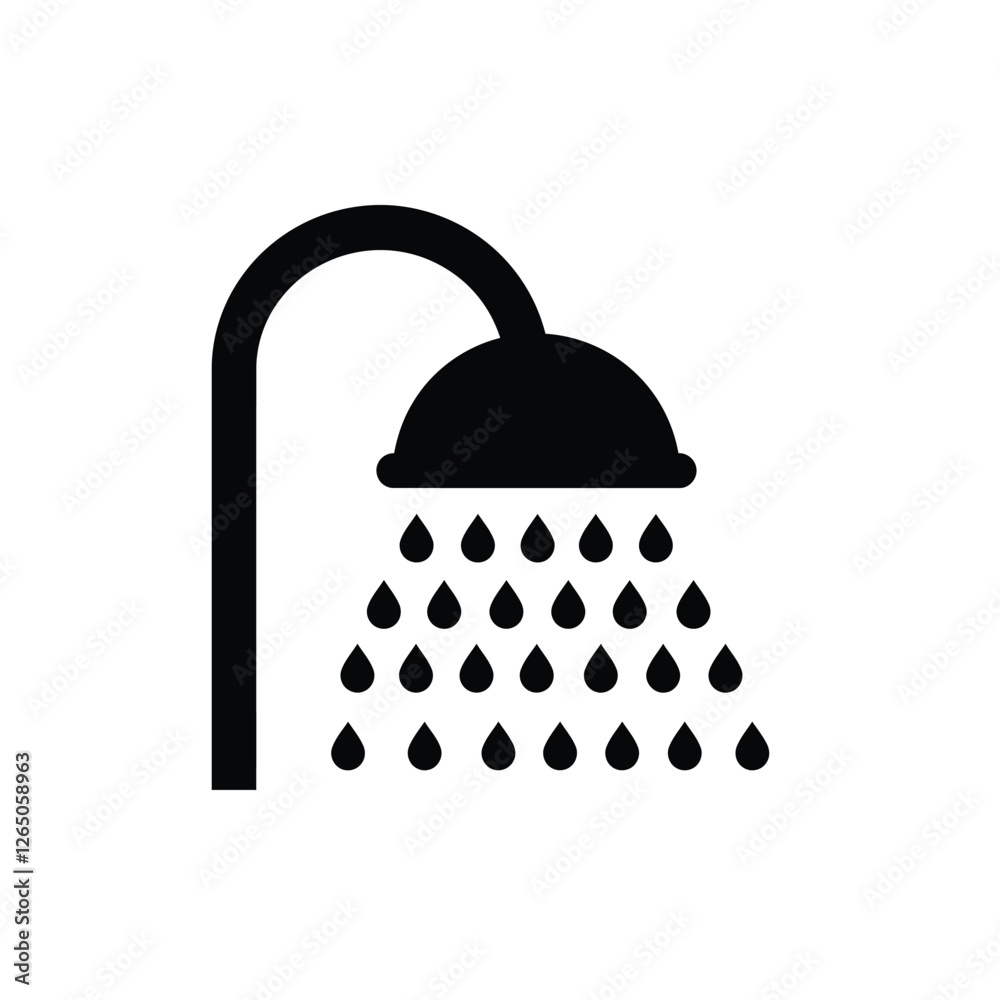 Silhouette vector illustration of a shower and water droplets icon Silhouette vector illustration of a shower and water droplets icon