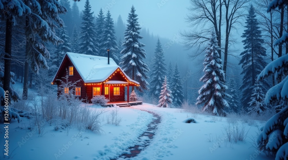 Winter landscape featuring a snowy scene in cool tones of blue and white, Winter landscape featuring a snowy scene in cool tones of blue and white,