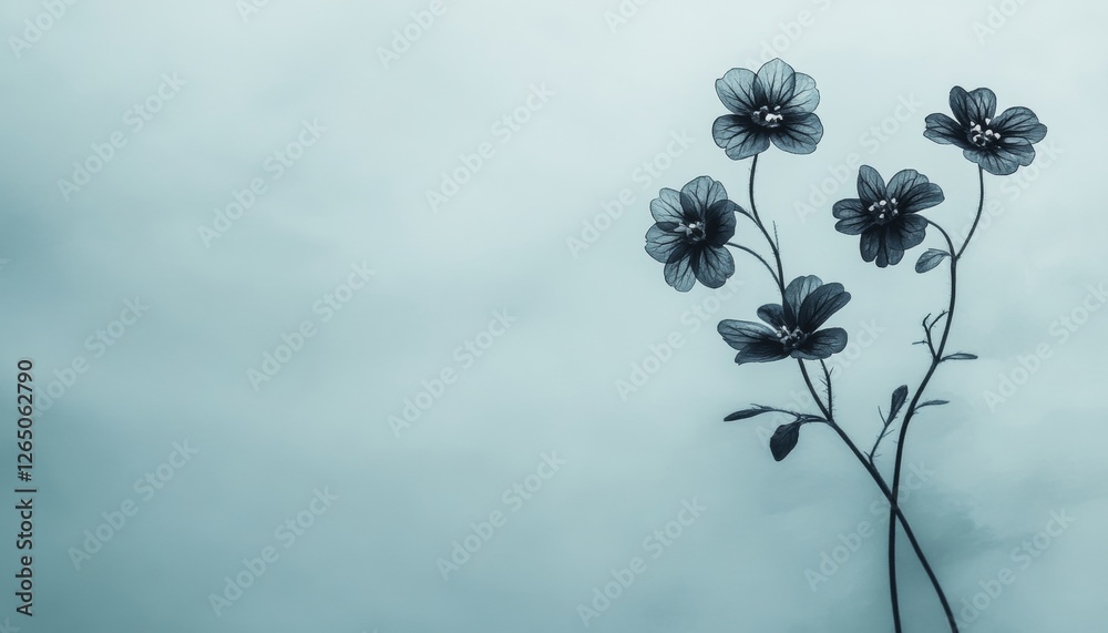 Naklejka premium Delicate Forget-Me-Nots Serene Floral Illustration on Mint Green Watercolor Background