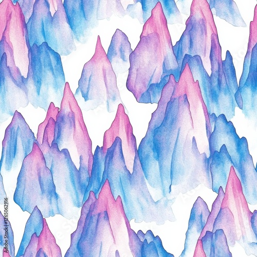 Wanderlust-Inspired Watercolor Mountain Seamless Patterns for Your Journey Through Vibrant American States Perfect for Wallpapers and Creative Projects