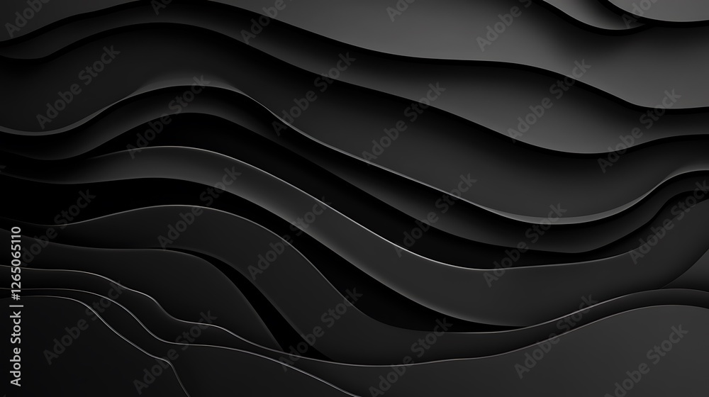 Fototapeta premium Abstract 3D Render: Dark Gray Wave Pattern Design AI Generated