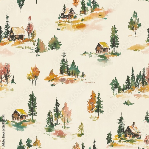 Stunning Watercolor Forest Scene - A Journey Through Nature's Beauty Perfect for Wall Decor and Inspiration