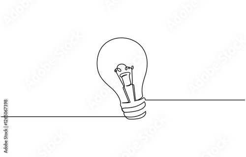 Light bulb isolated on white light bulb one line outline vector, Continuous one line drawing bulb lamp vector illustration minimalism concept of idea.