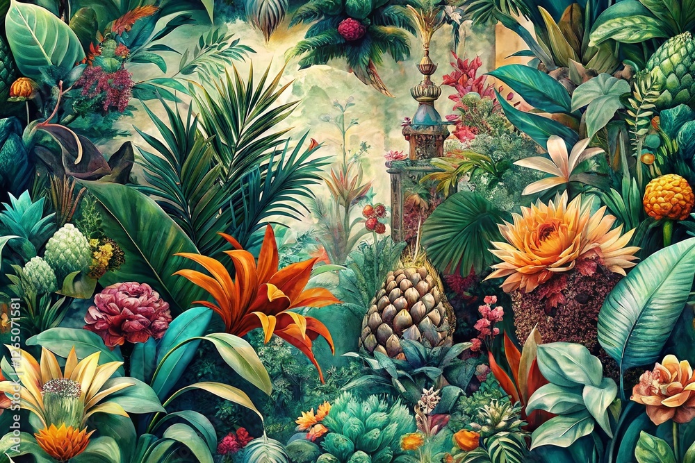 Obraz premium Painterly Botanicals: Urban Exploration Textures & Brushstrokes - Digital Art Print