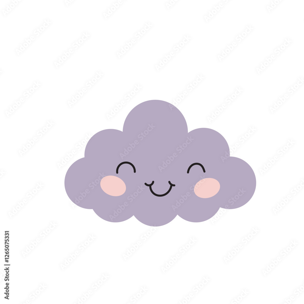 Clouds set in cute cartoon flat style vector illustration. Cloud for decoration. Clouds elements for newborn, nursery, stickers
