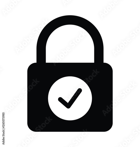 web security lock icon. lock check icon. lock tick mark icon. security sign. cyber security symbol. web security and lock icon for mobile app, ui and website. vector illustration on transparent backg.