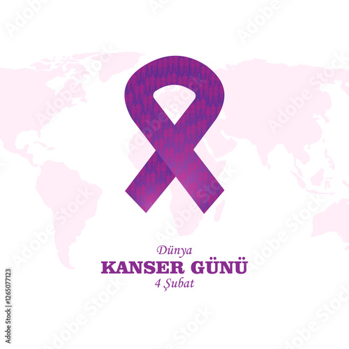4 Şubat Dünya Kanser Günü. Translation: February 4th is World Cancer Day. Vector illustration.