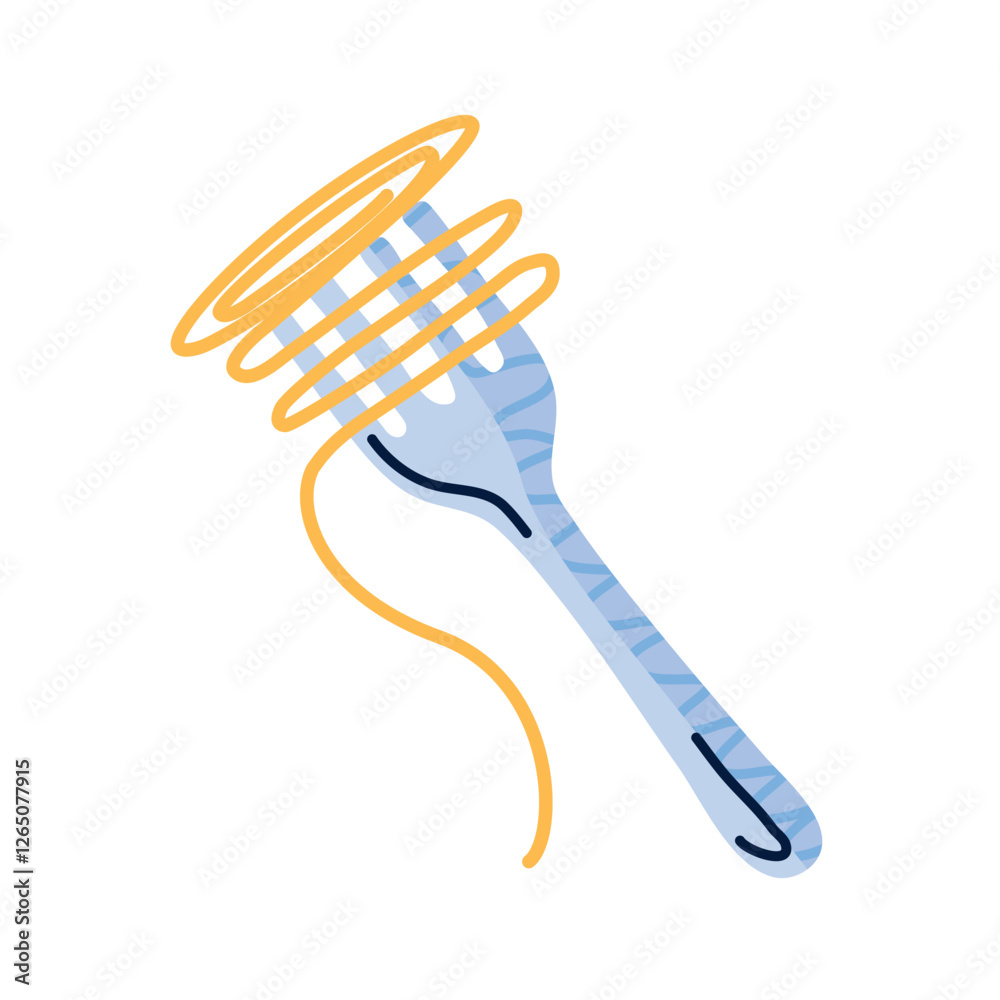 Vector Illustration of a Fork Twirling Spaghetti Pasta in a Hand-Drawn Style Vector Illustration of a Fork Twirling Spaghetti Pasta in a Hand-Drawn Style