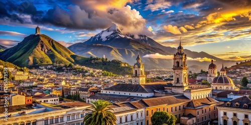 Panoramic Quito Cityscape: Andes Mountains & Colonial Architecture