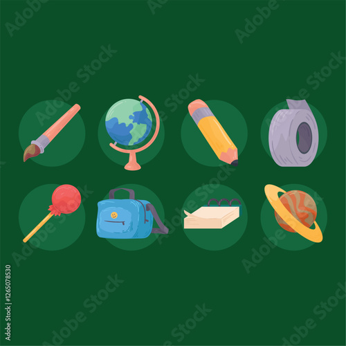 set of school vector icons with white background