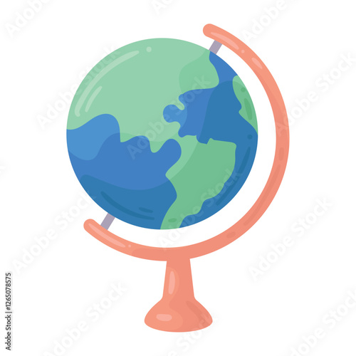 Vector Illustration of a School Globe Showing Planet Earth Used as a Geography and Educational Tool for Global Learning and World Exploration