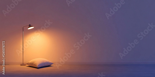 Illuminated Pillow and Floor Lamp in Room photo