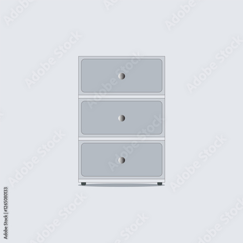 A simple, clean vector icon illustration of a cabinet with multiple drawers. The cabinet is shown in a frontal view