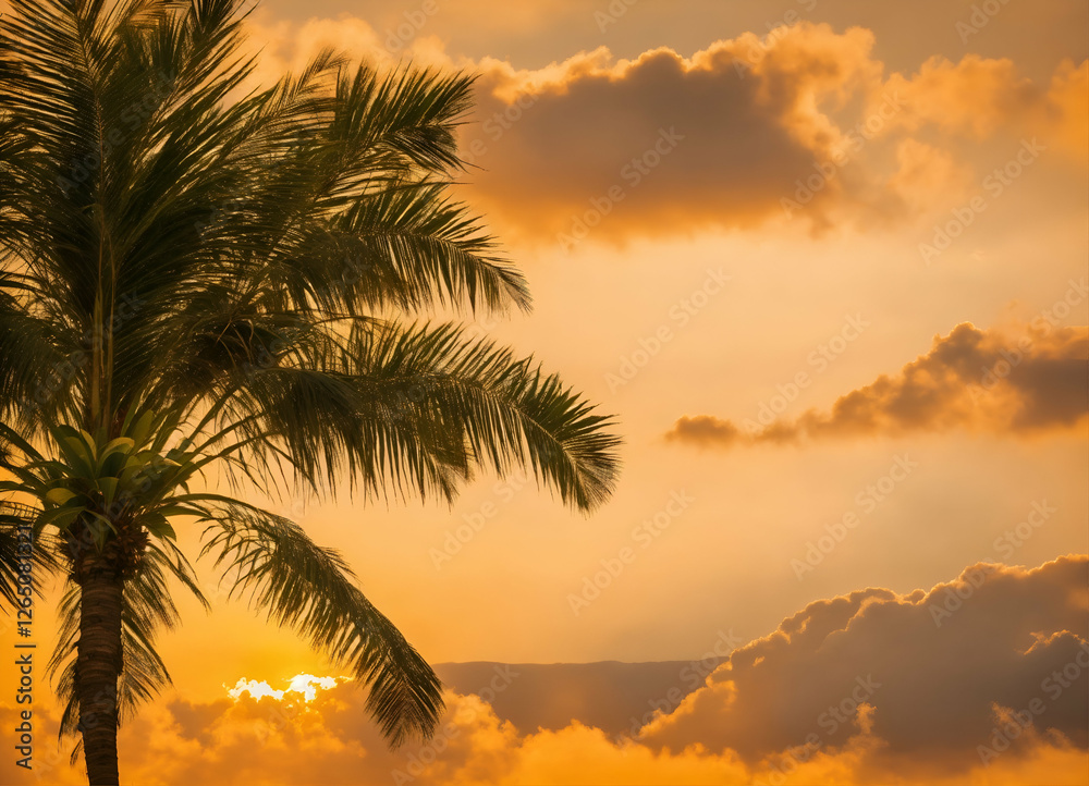 Obraz premium palm trees at sunset