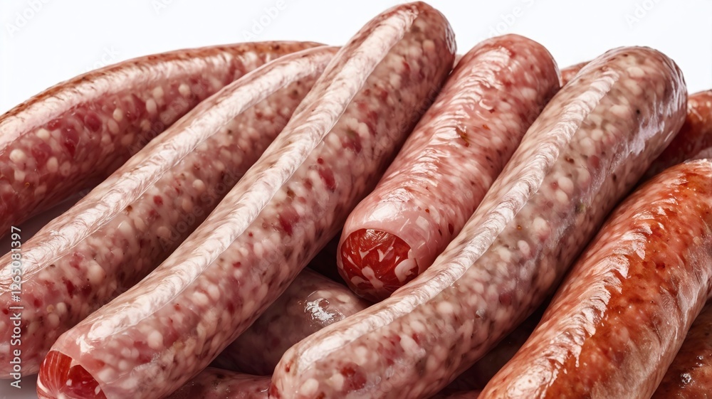 Group of raw sausage isolated on white background. Group of raw sausage isolated on white background.