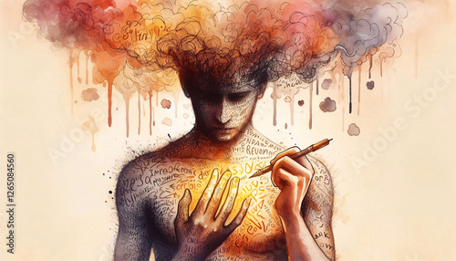 Transformative Healing: Watercolor Art of Rewriting the Narrative with Golden Ink