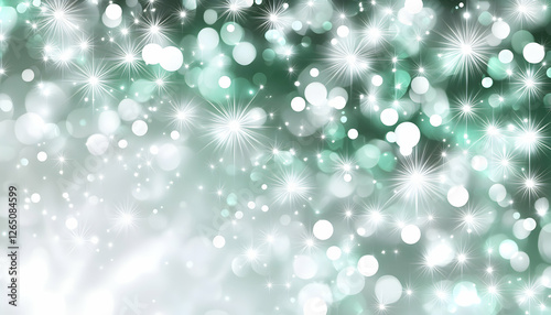 Shimmering teal and white bokeh background; perfect for festive designs, celebrations, and elegant presentations. Ideal for websites, cards, and social media.