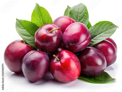 Wallpaper Mural Ripe plums gleam in this high-resolution still life PNG; glossy leaves and natural food photography create a delicious image. Torontodigital.ca